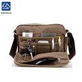 Multifunctional durable canvas shoulder laptop bag for men